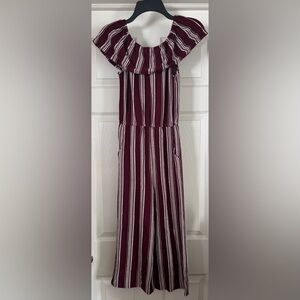 Girls Eyeshadow Red and White Jumpsuit with Wide-Leg Design Size 10